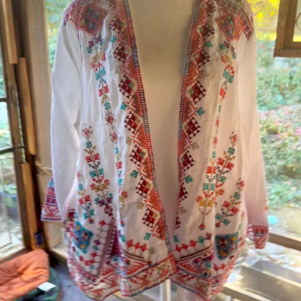 Johnny Was Sicilia Embroidered Linen Kimono Jacket